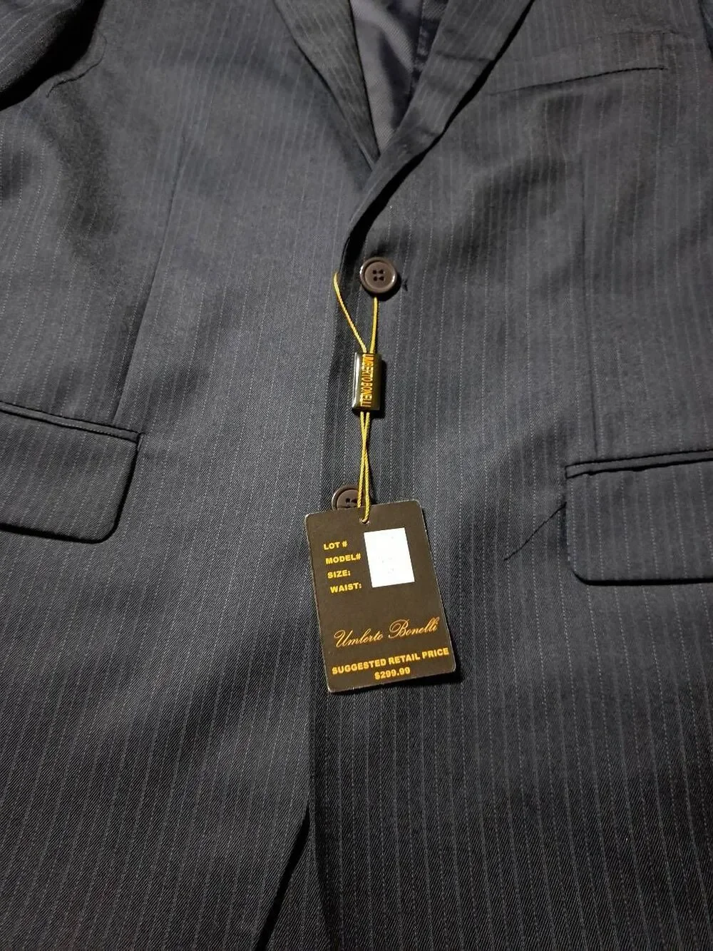 New 40R Umlerto Bonelli 1303 St Angelo Blue Pinstripe Suit Coat Blazer Vest NWT